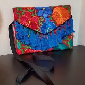 Embroided cross body bag